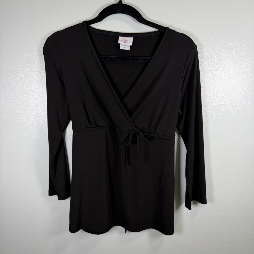 Oh Baby Motherhood‎ Maternity Black 3/4 sleeve Top Sz Medium